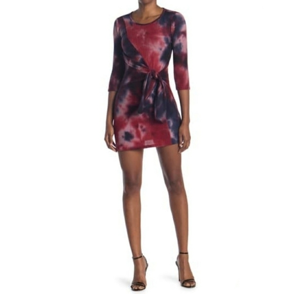 BAILEY Blue Tie Dye Printed Knot Front Dress sz. M - Picture 1 of 9